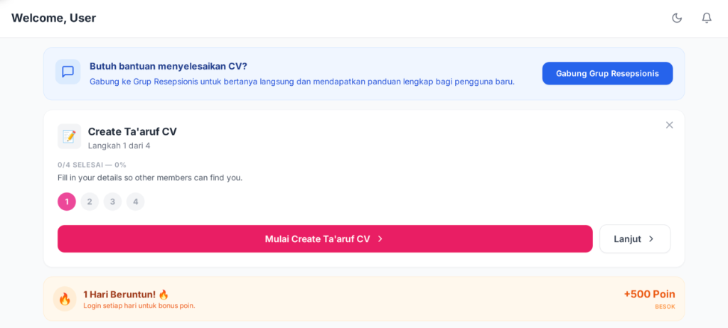 Desain A โ Banner prominent di atas card onboarding